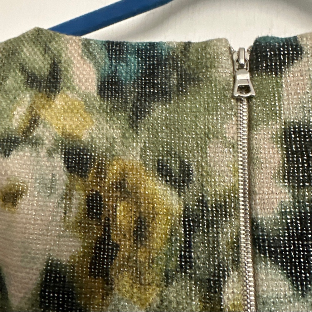 Kay Unger Beige green black cotton metallic sleeveless dress size 6 - Picture 6 of 11